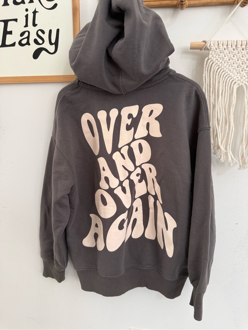 Zara - size 8 - “Over and Over Again” zip up hoodie